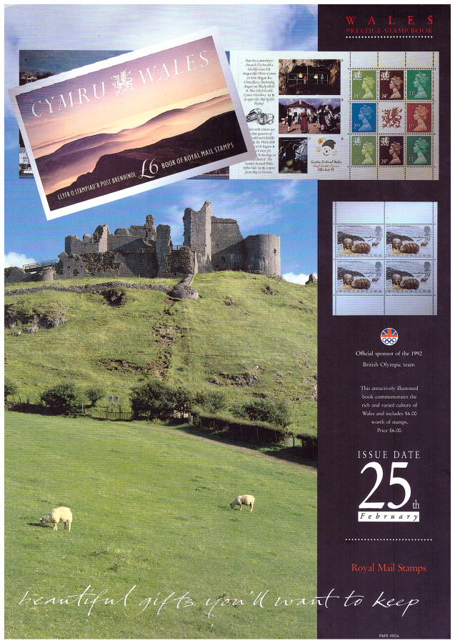 (image for) 1992 Wales Prestige Booklet Post Office A4 poster. RMS492a. - Click Image to Close